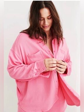 Aerie LumberJane Fleece Shirt- Pink